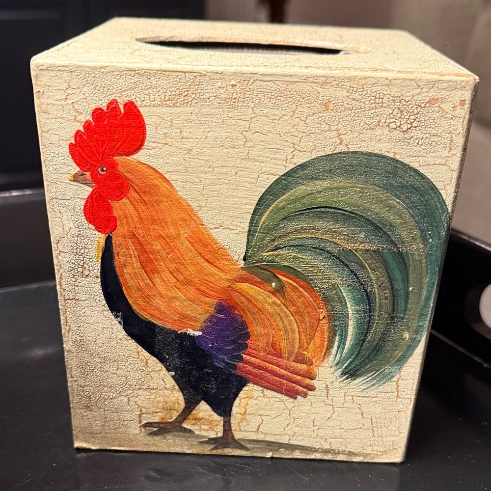 Rooster Decor Tissue Box Cover